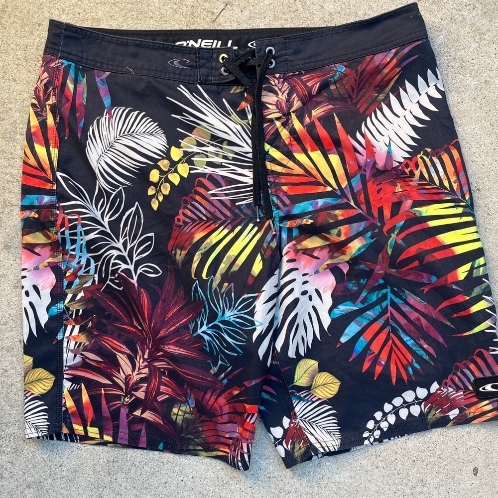 Men's O'Neill Board Shorts Multicolor Floral 36 Surf Beach Sun Reggae Jamaica